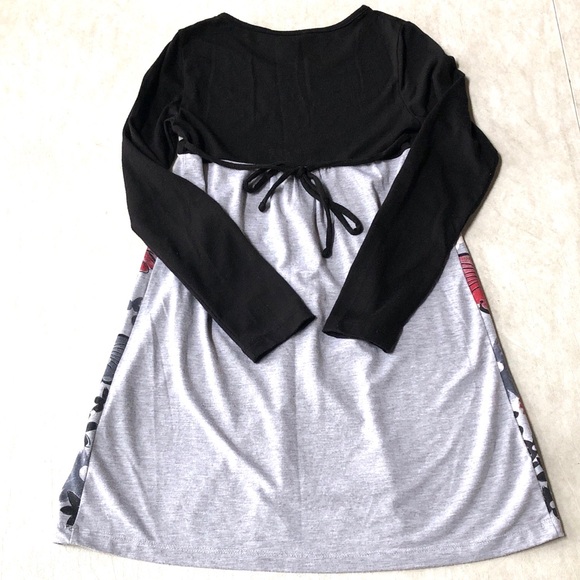 Limited Too Girls Black Gray With Butterflies Long-Sleeved Dress Size 10 - Picture 2 of 15